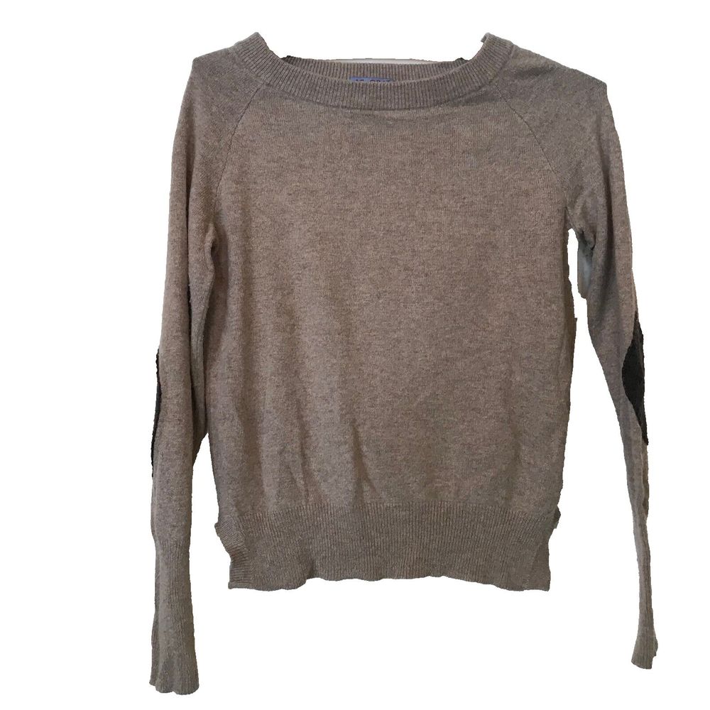 ACROBAT 85% Silk 15% Cashmere Pullover Gray Sweater Elbow Patch Women S fits XS